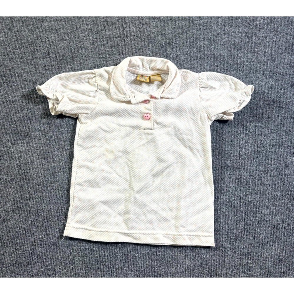 VINTAGE Northwest Blue Polo Shirt Toddler 4T White Collared Puff Sleeve Button